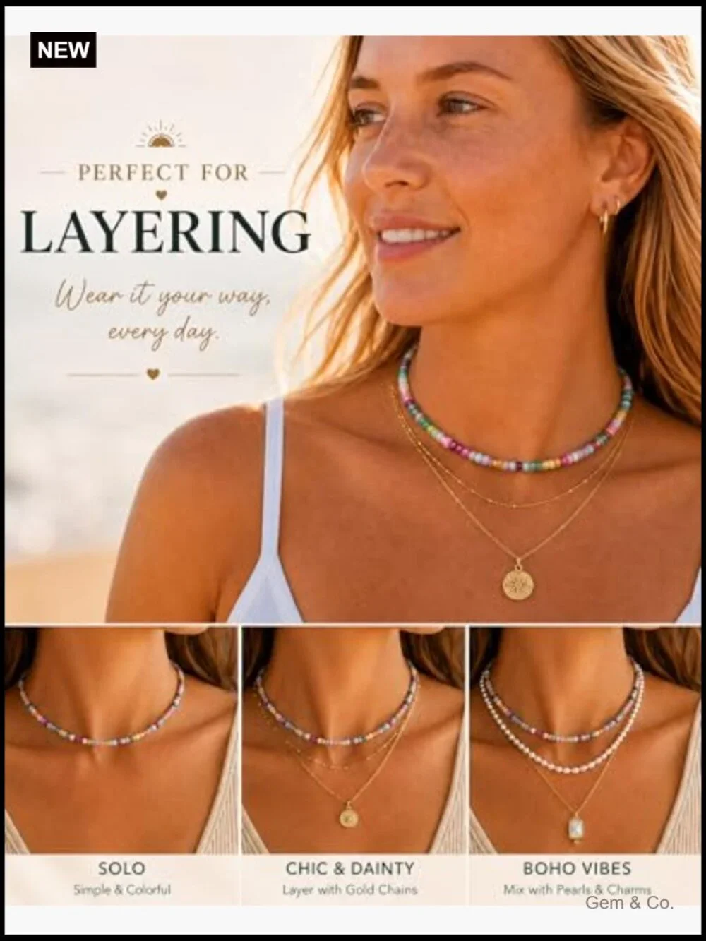 Natural Heishi Gemstone Choker, Adjustable 15-18in Beaded Layering Necklace,
